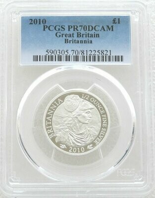 2010 Britannia £1 Silver Proof 1/2oz Coin PCGS PR70 DCAM