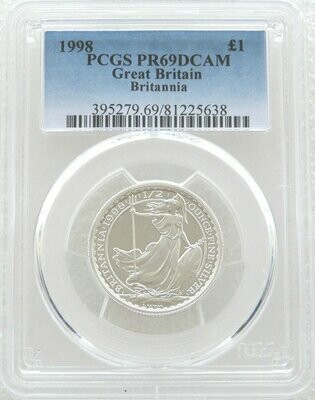 1998 Britannia £1 Silver Proof 1/2oz Coin PCGS PR69 DCAM