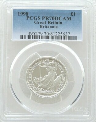 1998 Britannia £1 Silver Proof 1/2oz Coin PCGS PR70 DCAM