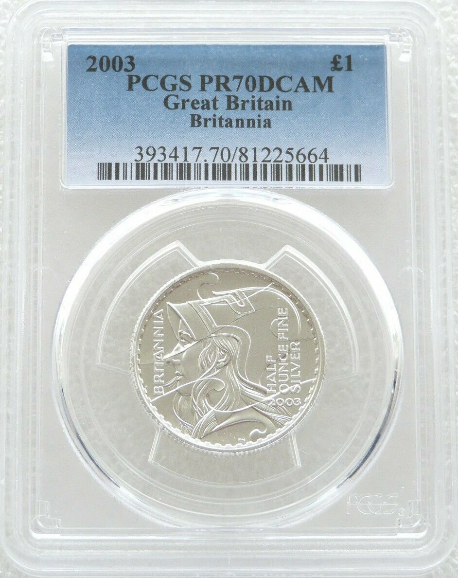2003 Britannia £1 Silver Proof 1/2oz Coin PCGS PR70 DCAM