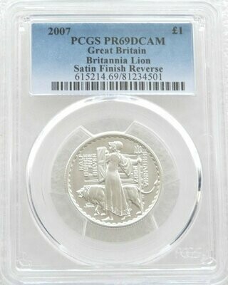 2007 Britannia £1 Silver Matte Proof 1/2oz Coin PCGS PR69 DCAM - 2001 Design