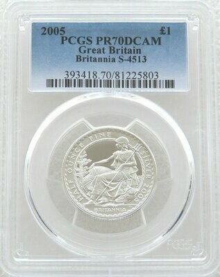 2005 Britannia £1 Silver Proof 1/2oz Coin PCGS PR70 DCAM