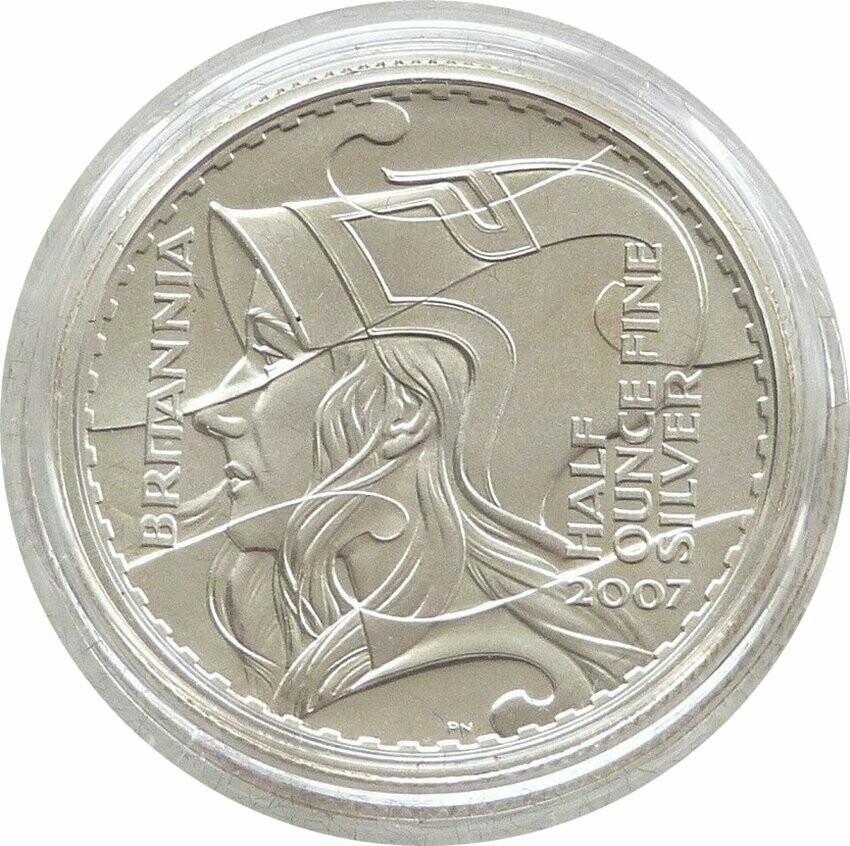 2007 Britannia £1 Silver Matte Proof 1/2oz Coin - 2003 Design