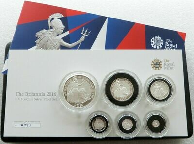 2016 Britannia Silver Proof 6 Coin Set Box Coa - Mintage 1,050