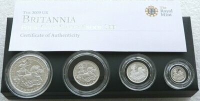 2009 Britannia Silver Proof 4 Coin Set Box Coa