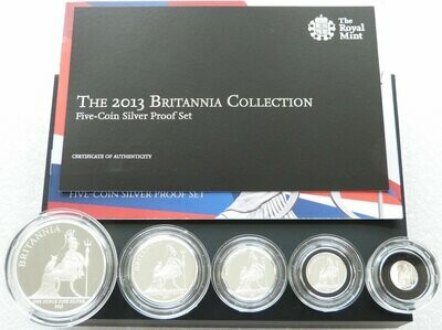 2013 Britannia Silver Proof 5 Coin Set Box Coa