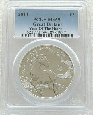 2014 British Lunar Horse £2 Silver 1oz Coin PCGS PCGS MS69