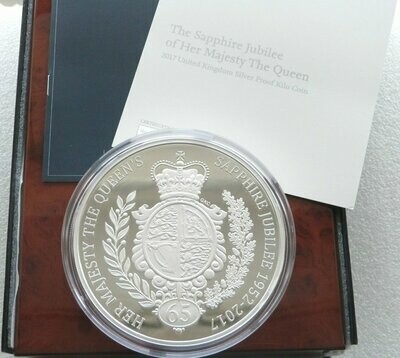 2017 Sapphire Jubilee £500 Silver Proof Kilo Coin Box Coa - Mintage 225