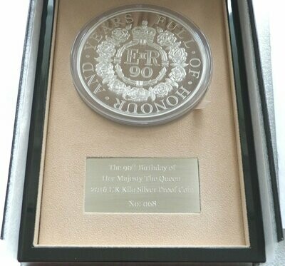 2016 Queens 90th Birthday £500 Silver Proof Kilo Coin Box Coa - Mintage 247