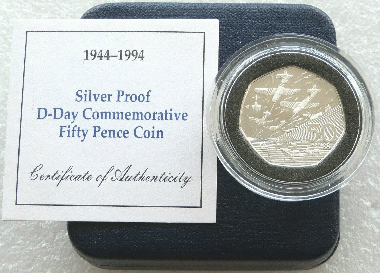 1994 D-Day Landings 50p Silver Proof Coin Box Coa