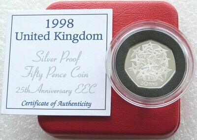 1998 EEC Membership 50p Silver Proof Coin Box Coa