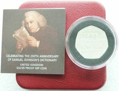 2005 Dictionary 50p Silver Proof Coin Box Coa