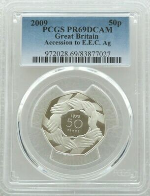 2009 Accession to the EEC Hands 50p Silver Proof Coin PCGS PR69 DCAM