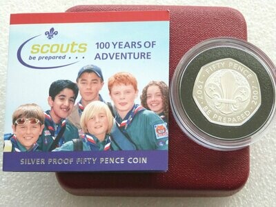 2007 Scout Movement Centenary 50p Silver Proof Coin Box Coa