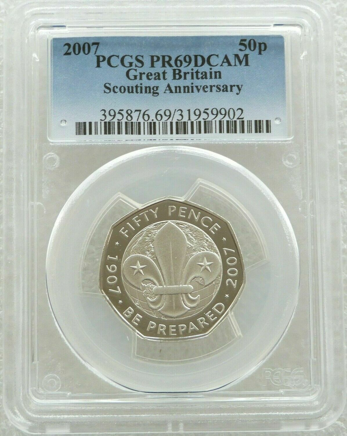 2007 Scout Movement Centenary 50p Silver Proof Coin PCGS PR69 DCAM