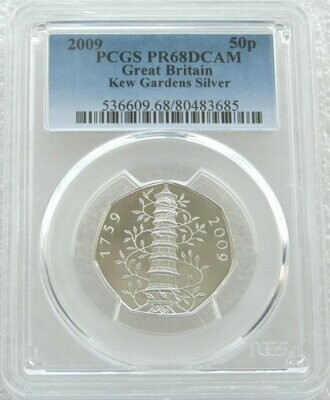 2009 Kew Gardens 50p Silver Proof Coin PCGS PR68 DCAM