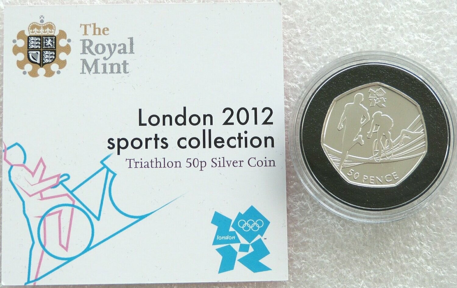 2011 London Olympic 2012 Sports Collection Triathlon 50p Silver Coin Coa