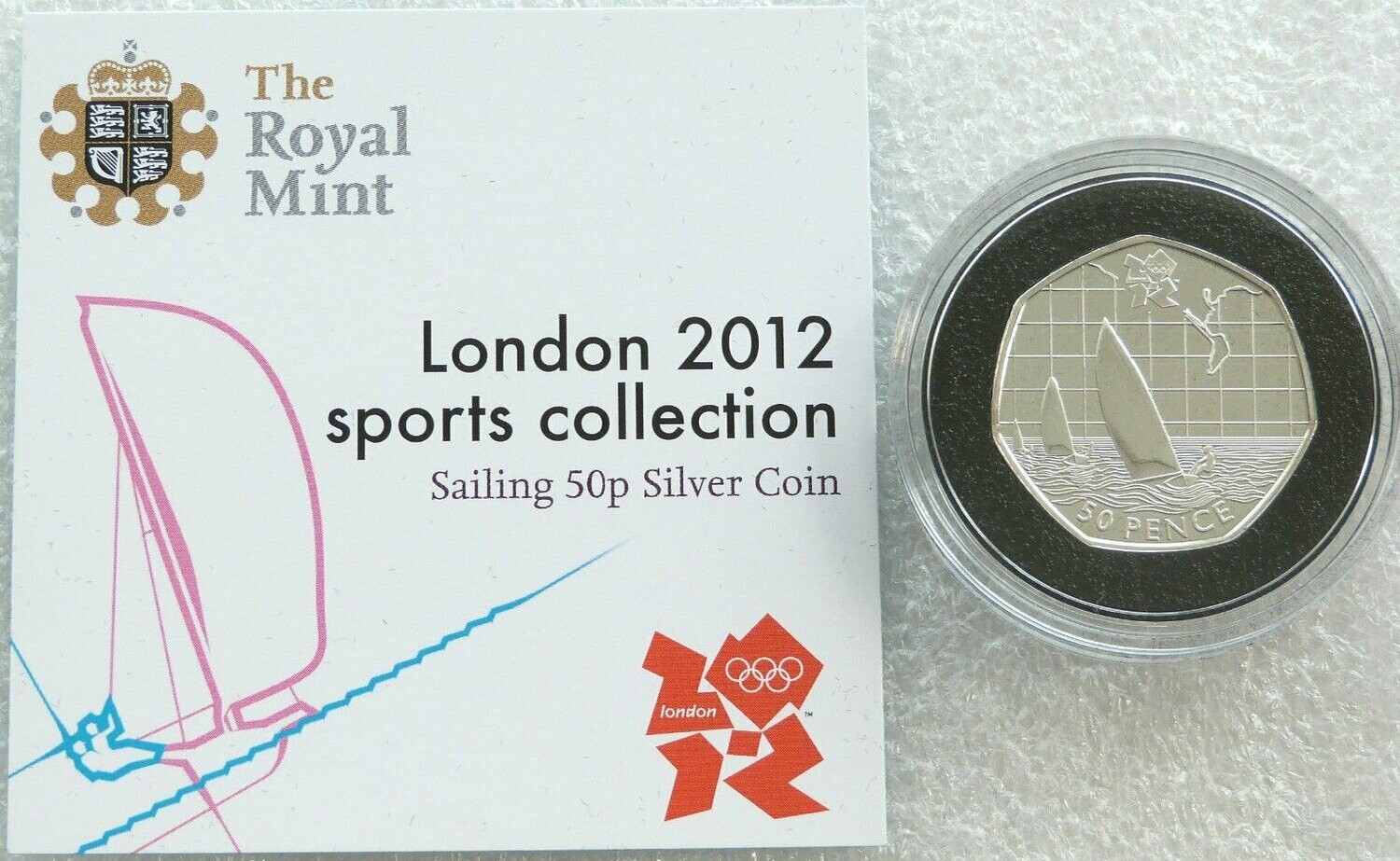 2011 London Olympic 2012 Sports Collection Sailing 50p Silver Coin Coa