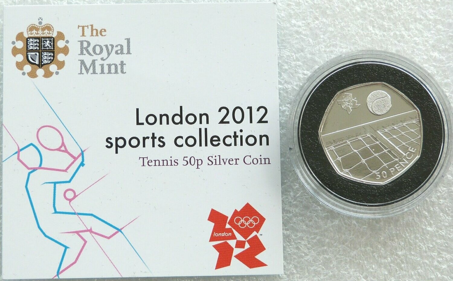2011 London Olympic 2012 Sports Collection Tennis 50p Silver Coin Coa