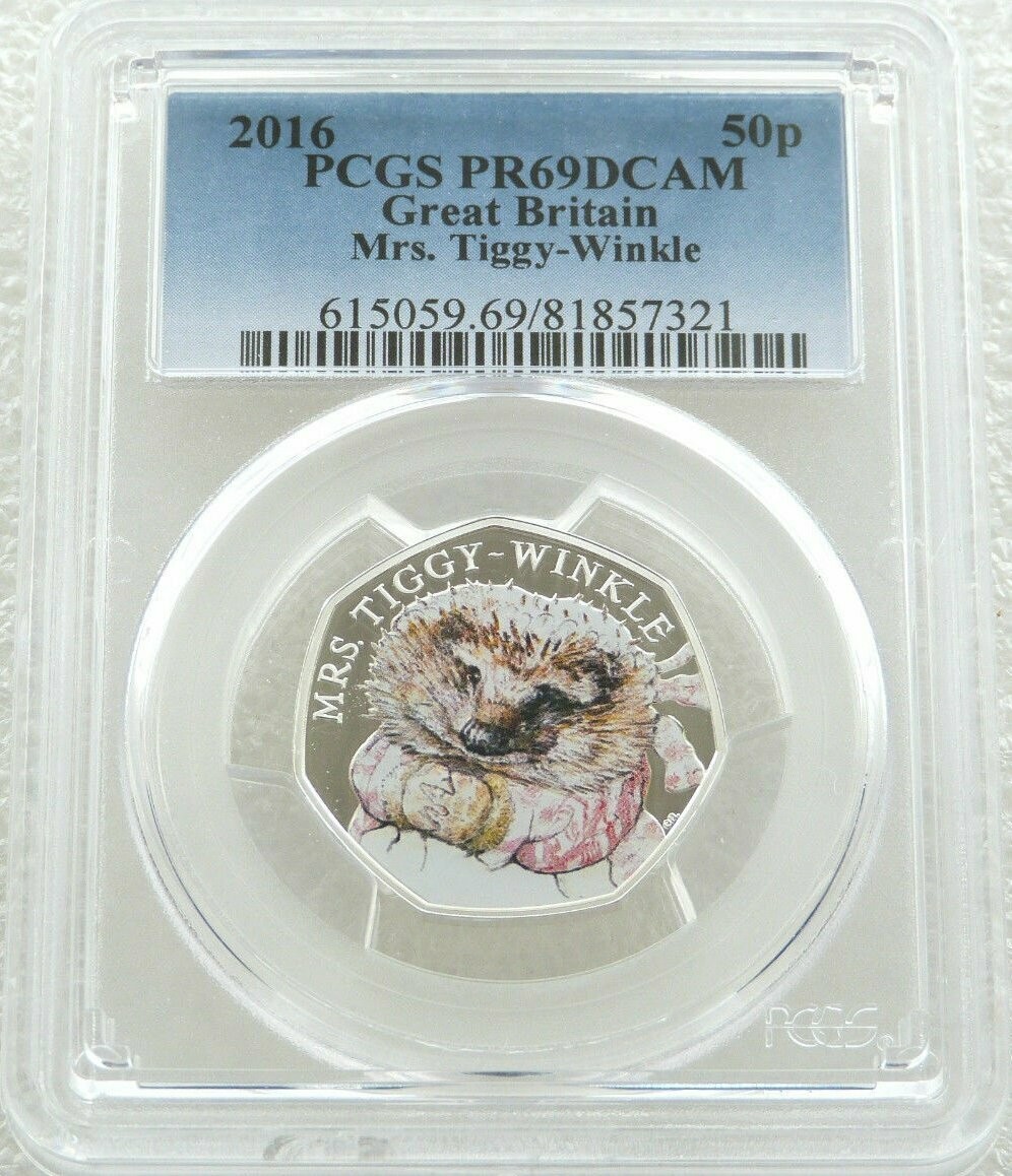 2016 Mrs Tiggy-Winkle 50p Silver Proof Coin PCGS PR69 DCAM