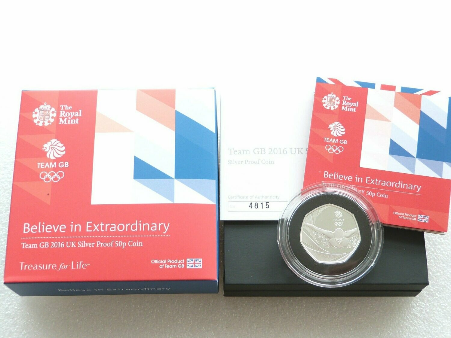 2016 Rio Olympic Games Team GB 50p Silver Proof Coin Box Coa - Mint Error Cert