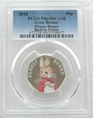 2018 Flopsy Bunny 50p Silver Proof Coin PCGS PR69 DCAM