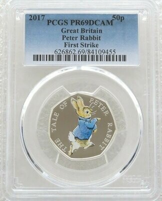 2017 Peter Rabbit 50p Silver Proof Coin PCGS PR69 DCAM First Strike