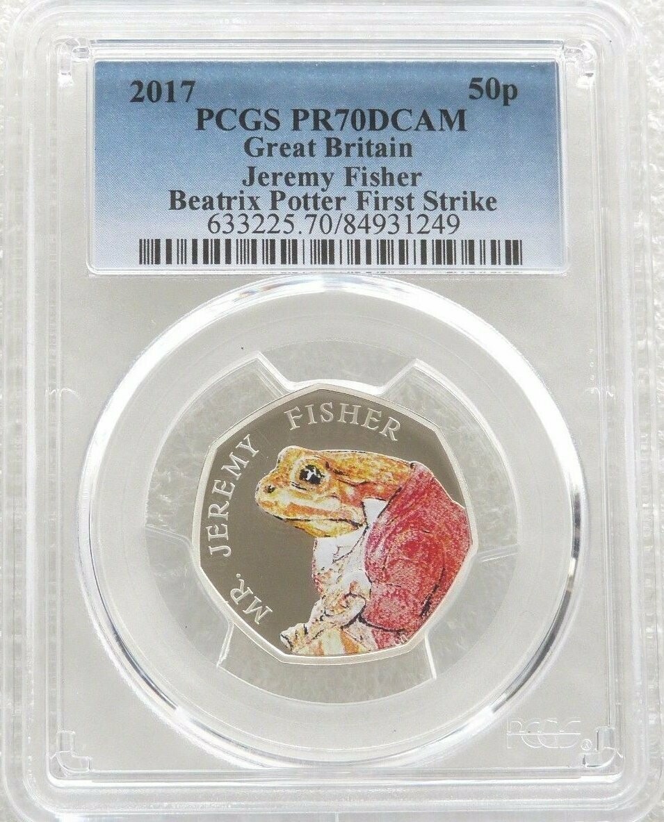2017 Mr Jeremy Fisher 50p Silver Proof Coin PCGS PR70 DCAM First Strike