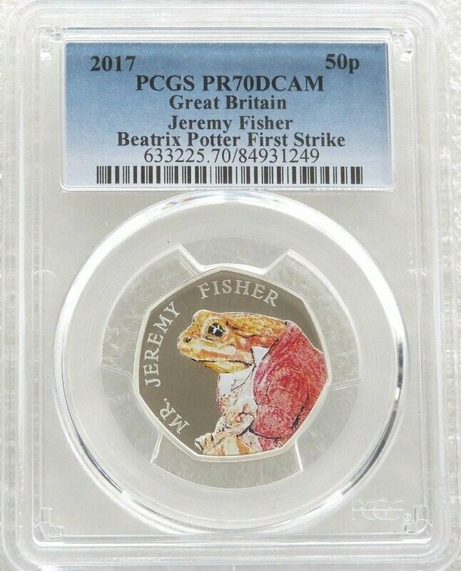 2017 Mr Jeremy Fisher 50p Silver Proof Coin PCGS PR70 DCAM First Strike