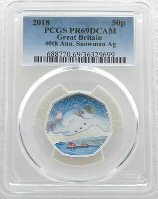 2018 The Snowman 40th Anniversary 50p Silver Proof Coin PCGS PR69 DCAM