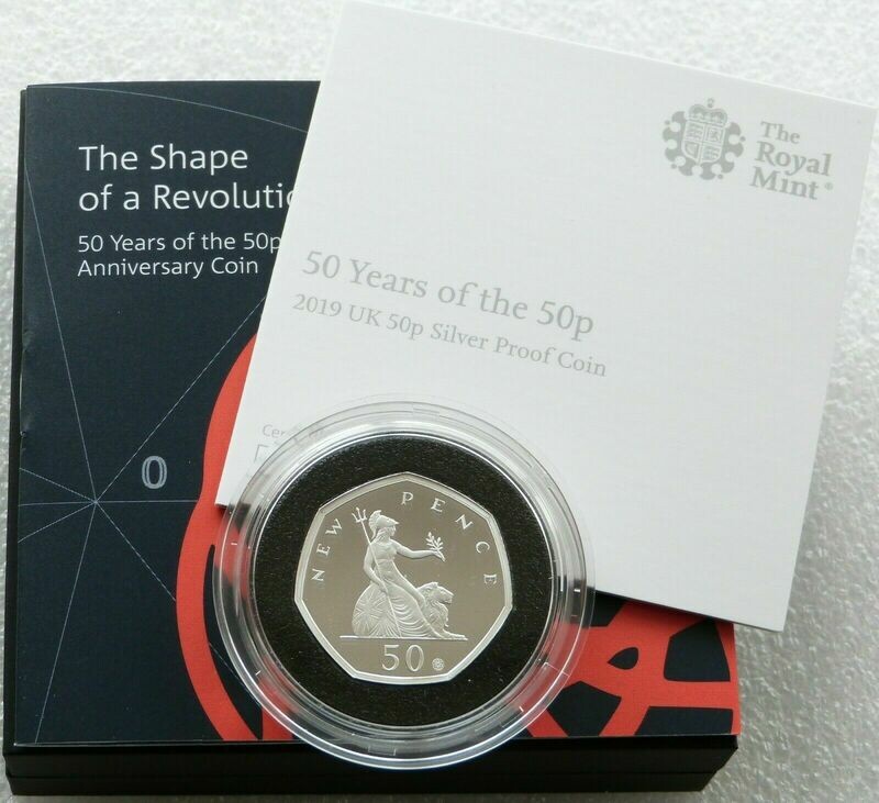 2019 Britannia New Pence Privy 50p Silver Proof Coin Box Coa