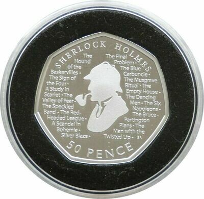 2019 Sherlock Holmes 50p Silver Proof Coin Box Coa