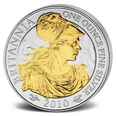 2010 Britannia £2 Silver Gold Bullion 1oz Coin