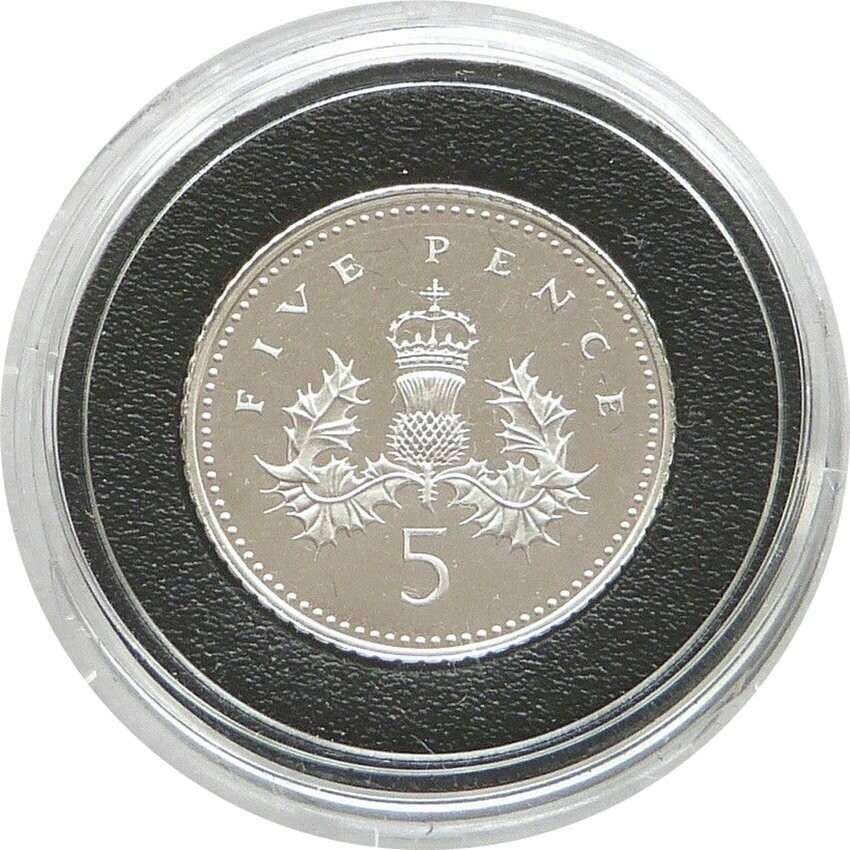 2000 Millennium Crowned Scottish Thistle 5p Silver Proof Coin