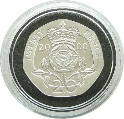 2000 Millennium Crowned Tudor Rose 20p Silver Proof Coin