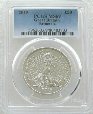 2015 Britannia £50 Silver 1oz Coin PCGS MS69