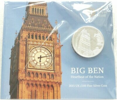 2015 British Big Ben £100 Silver 2oz Coin Mint Pack