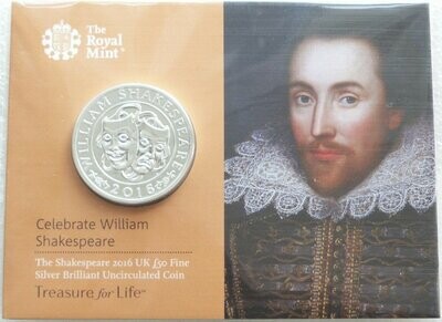 2016 William Shakespeare £50 Silver 1oz Coin Mint Pack Sealed