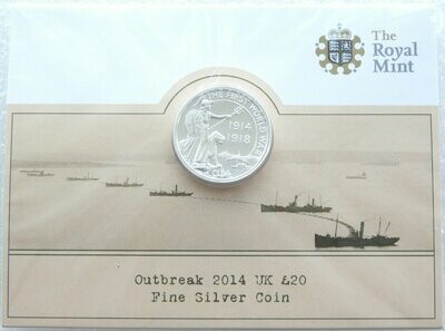 2014 First World War Outbreak £20 Silver Coin Mint Pack Sealed