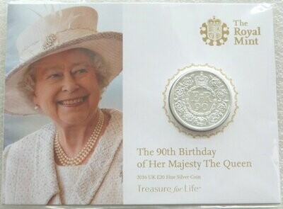 2016 Queens 90th Birthday £20 Silver Coin Mint Pack Sealed
