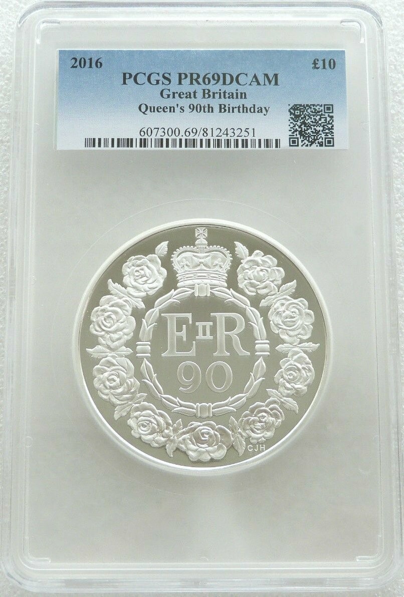 2016 Queens 90th Birthday £10 Silver Proof 5oz Coin PCGS PR69 DCAM