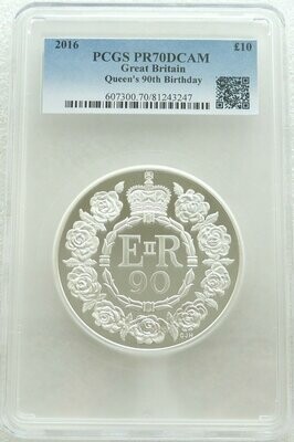 2016 Queens 90th Birthday £10 Silver Proof 5oz Coin PCGS PR70 DCAM