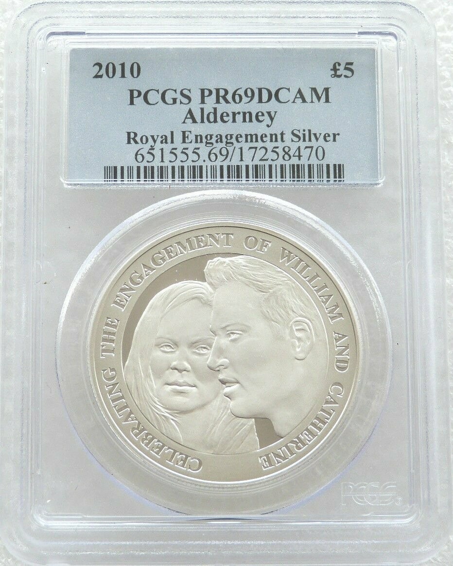 2010 Alderney Royal Engagement William and Kate £5 Silver Proof Coin PCGS PR69 DCAM