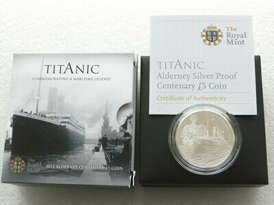 2012 Alderney Titanic £5 Silver Proof Coin Box Coa