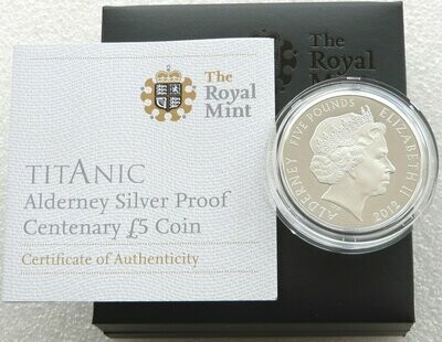 2012 Alderney Titanic £5 Silver Proof Coin Box Coa