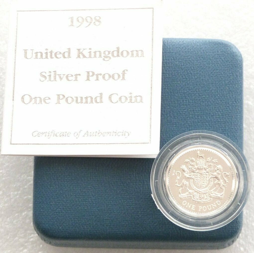1998 Royal Arms £1 Silver Proof Coin Box Coa