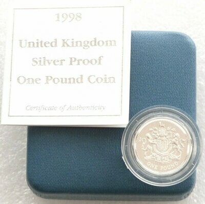 1998 Royal Arms £1 Silver Proof Coin Box Coa