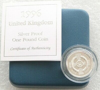 1996 Irish Celtic Cross £1 Silver Proof Coin Box Coa