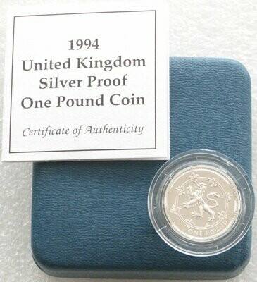 1994 Scottish Rampant Lion £1 Silver Proof Coin Box Coa