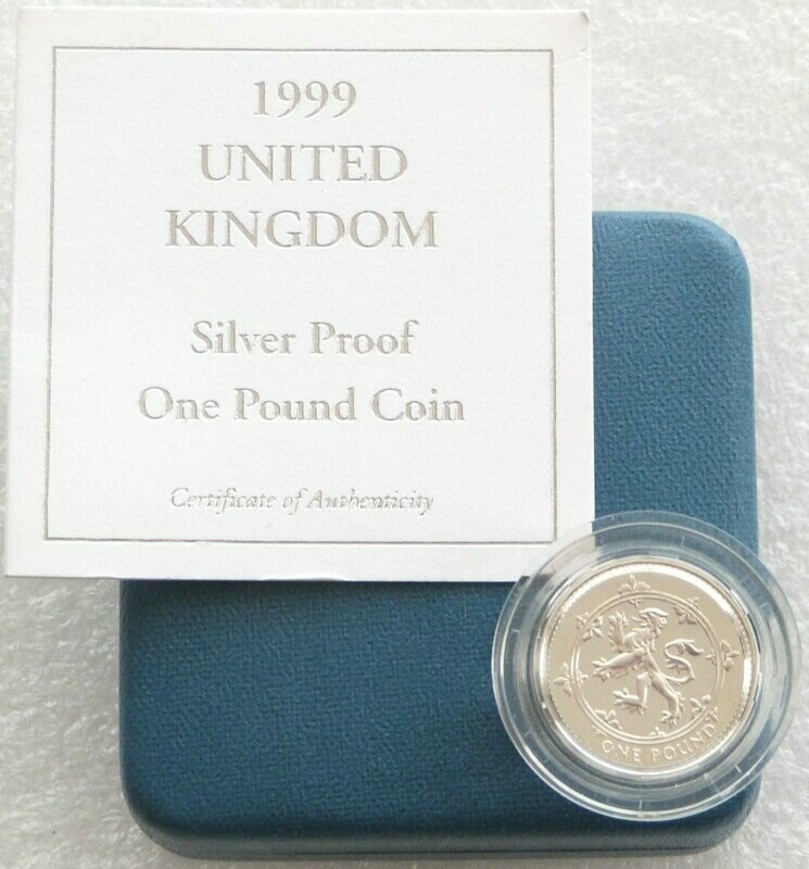 1999 Scottish Rampant Lion £1 Silver Proof Coin Box Coa